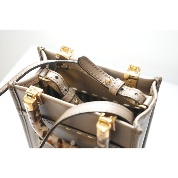 Fendi Sunshine Shopper small Leather 2 Way Handbag Brown 8BS051 - Picture 5 of 12